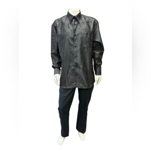 Leonardi Italy Button Down Longsleeve Black/Gold Size XL EUC